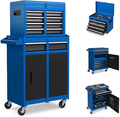 TANGZON Lockable Tool Cabinet Rolling Tool Chest Combo with Wheels