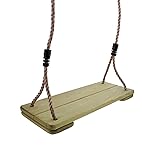 Get Out! Wooden Swing with 79" Inch Nylon Adjustable Rope for Hanging on Frame or Tree