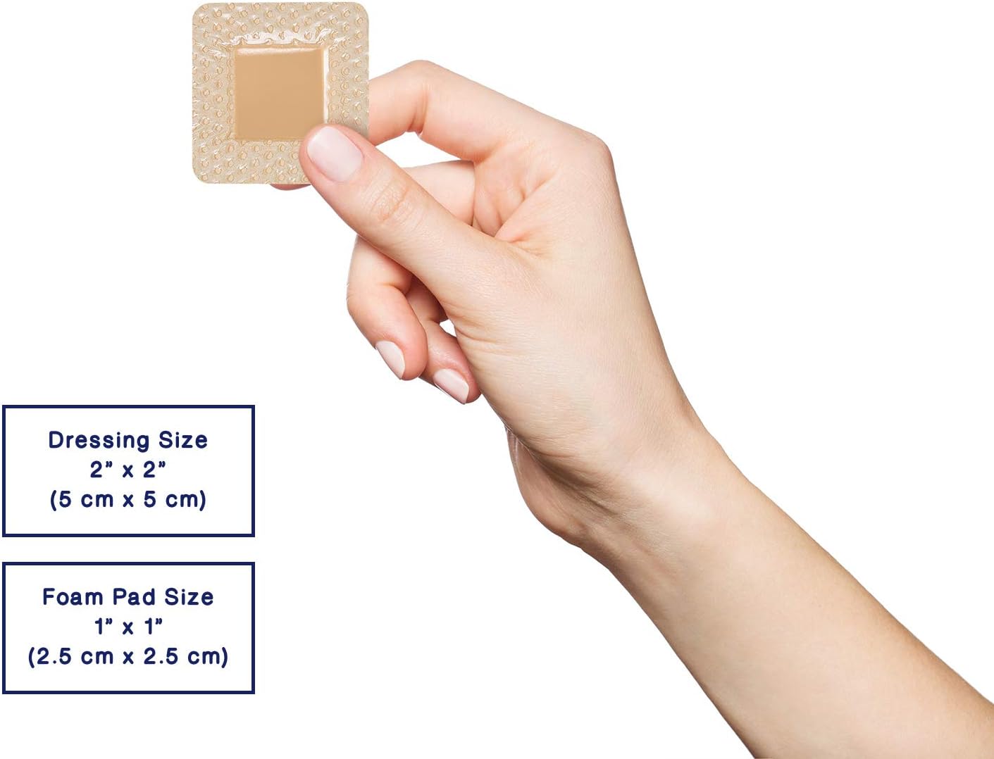 MedVanceTM Silicone - Bordered Silicone Adhesive Foam Dressing Size 5 cm x 5 cm (2.5 cm x 2.5 cm Pad), Box of 5 dressings - Image 5