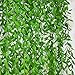 6 Bunches Green Artificial Silk Hanging Vine Plant Willow Leaves for Home Garden Outdoor Wall Decoration