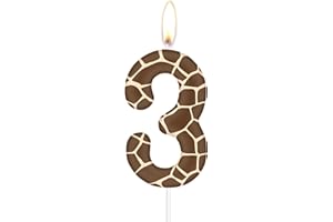 iNINGER Birthday Candles Number 3,Safari Jungle Wild Animals Cake Toppers Wild Animal 3rd Cake Decorations for Baby Shower Safari Jungle Theme Party Supplies