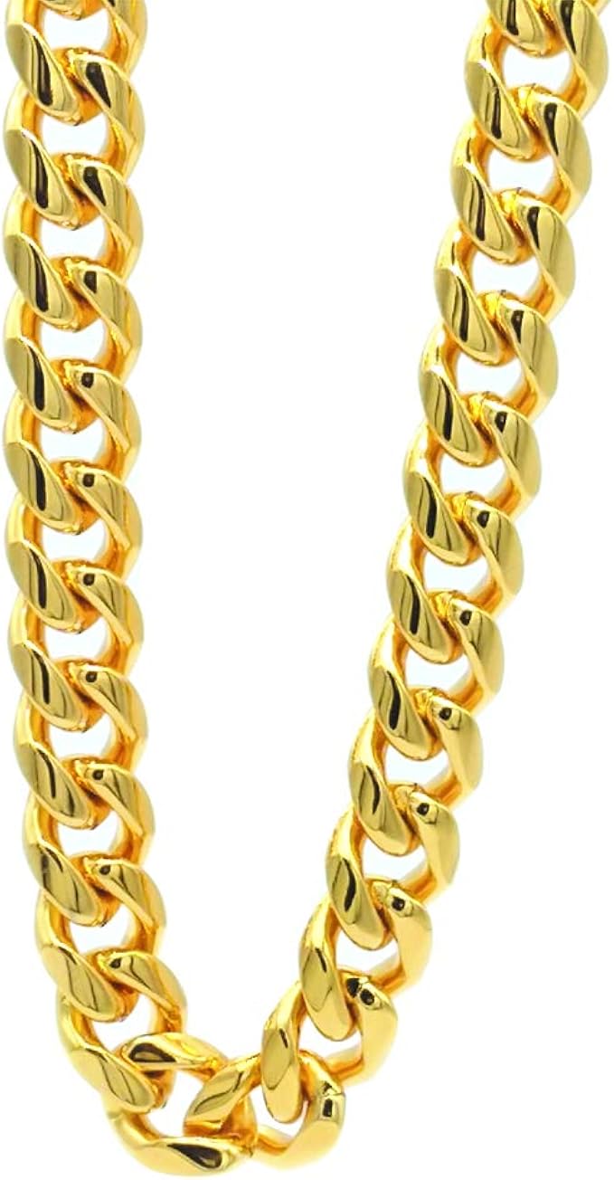 TUOKAY 18K Heavy Big Faux Gold Chain Necklace, 16mm 30 Inch Hip Hop Long Big Fake Gold Rapper 