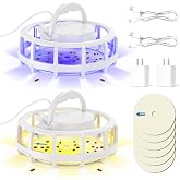 Frogoom 2-Pack Flea Trap with 6 Sticky Pads, Hanging Light Trap for Home | Plug-in design + Warm &amp; UV dual light modes + Pet-safe design + Includes USB Cable + 17.5" sticky pads