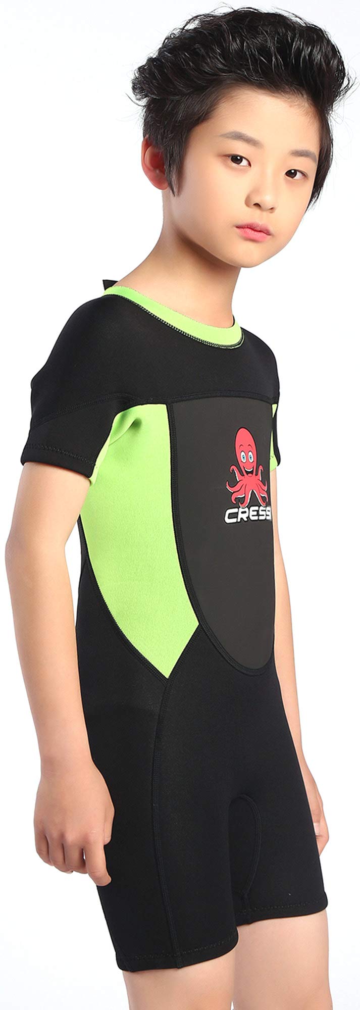 Cressi Women's Smoby Shorty Wetsuit Children s Premium Neoprene 2 mm, Black/Green Fluo, 1 Years UK