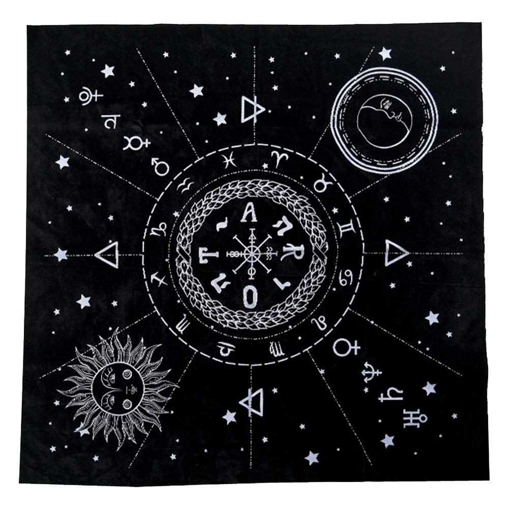 szlsl88 Tarot Tablecloth 19 Inch Tarot Fabric Altar Pagan Triple Astrology Tarot Fabric Mysterious Prints Tarot Table Cover