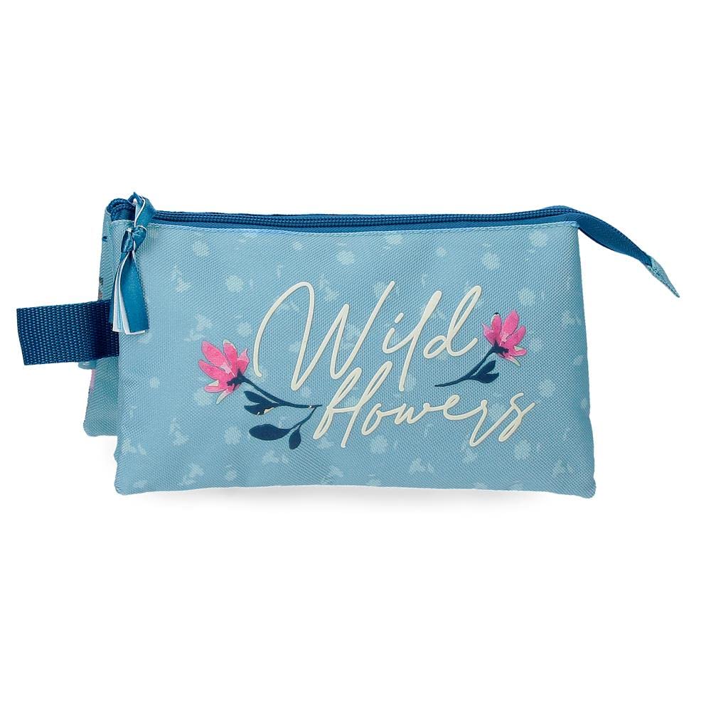 Movom Wild Flowers Triple Case Blue 22x12x5 cms Polyester