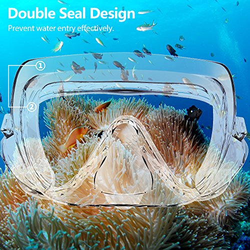 COPOZZ Scuba Mask, Snorkeling Dive Glasses, Free Diving Tempered Glass Goggles Optional Dry