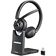 Wireless Headset with Mic for Work, Bluetooth 5.3 Headset with AI Noise Cancelling Microphone & Call Reminder, Wireless Headphone with Voice Assistant for PC/Computer/Remote Work/Call Center/Zoom