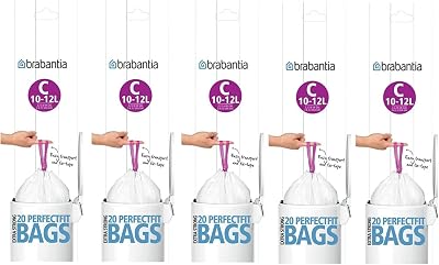 Brabantia Heavy Duty Perfect Fit Bin Liners 10-12 L 100 Bags 5 Packs