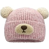 Crochet Beanie Bear Ear Cute Shape Knitted Hats Warm Plush Slouchy Winter Hat Skin-Friendly Fuzzy Animal Skull Cap