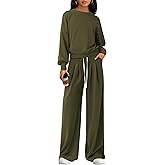 PRETTYGARDEN Womens 2 Piece Sets Long Sleeve Sweatshirt Wide Leg Pants Loose Matching Lounge Set Trendy Fall Outfits