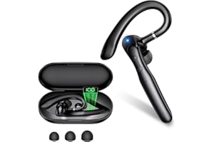 MOZOTER Bluetooth Headset V5.3,Wireless Earpiece with 500mAh Display Charging Case 120H Talktime,Noise Canceling Headphones with Dual-Mic for iOS Android Computer/Trucker/Home/Office/Work