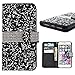 Iphone 7 Plus Wallet Case, 3D Bling Jelly Rhinestone PU Leather Wallet Flip Protective Skin Case with Magnetic Bling Button Card Slot Function for Apple Iphone 7 Plus 5.5 Inch (Black)