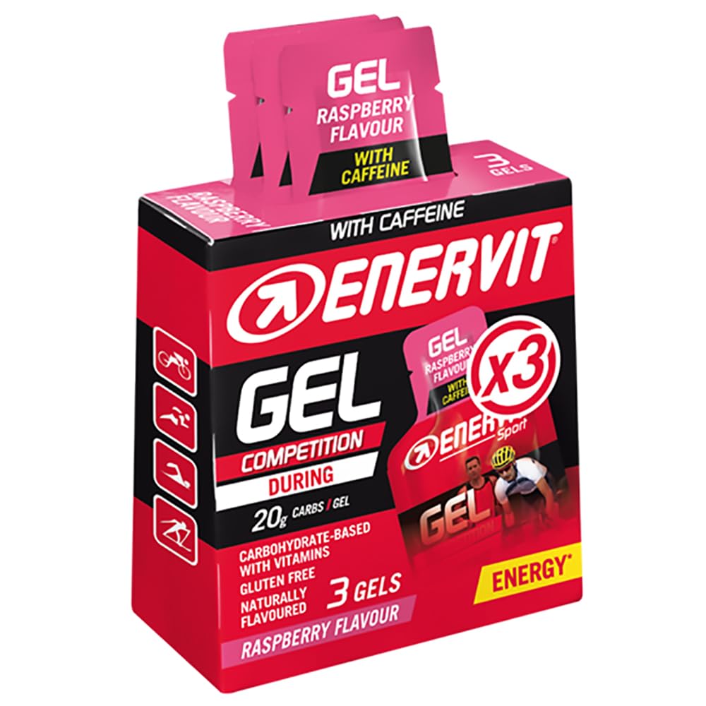 Enervit Energy Gel, 3 x 25ml, Raspberry with Caffeine