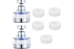 2 Packs Sink Water Filter Faucet with 5 Filter Elements, Bathroom Faucet Filter, 360° Rotating Faucet Filters Purifier Kitche