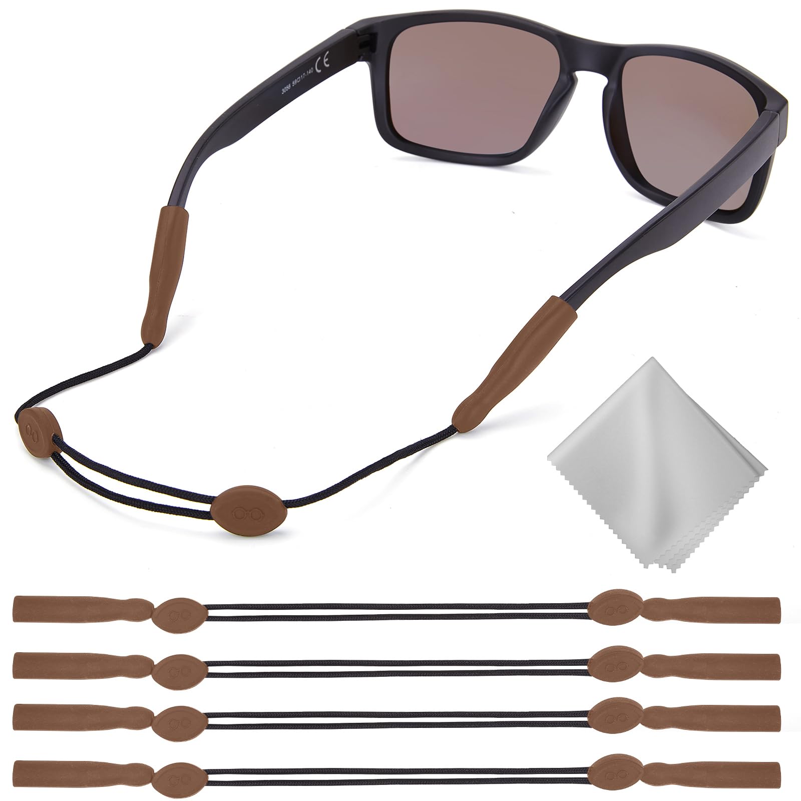 Photo 1 of Buyisgle Eye Glasses Holder Strap - Adjustable Sunglasses Straps Cords for Men Women - Eyeglass Holders Around Neck - Eyewear String Lanyard Retainer -4PCS?14in Brown
