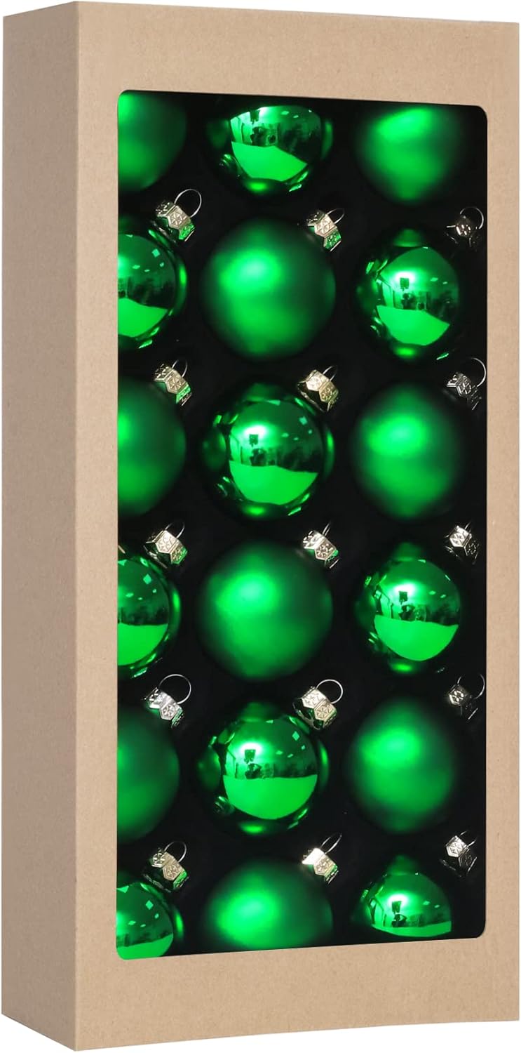 Ornaments - 18PCS 1.8inch(45mm) Christmas Ball Ornaments for Christmas Decorations, Glass Ball Present for Xmas Trees and Wedding Party, Xmas Tree Decorations Set(Dark Green)