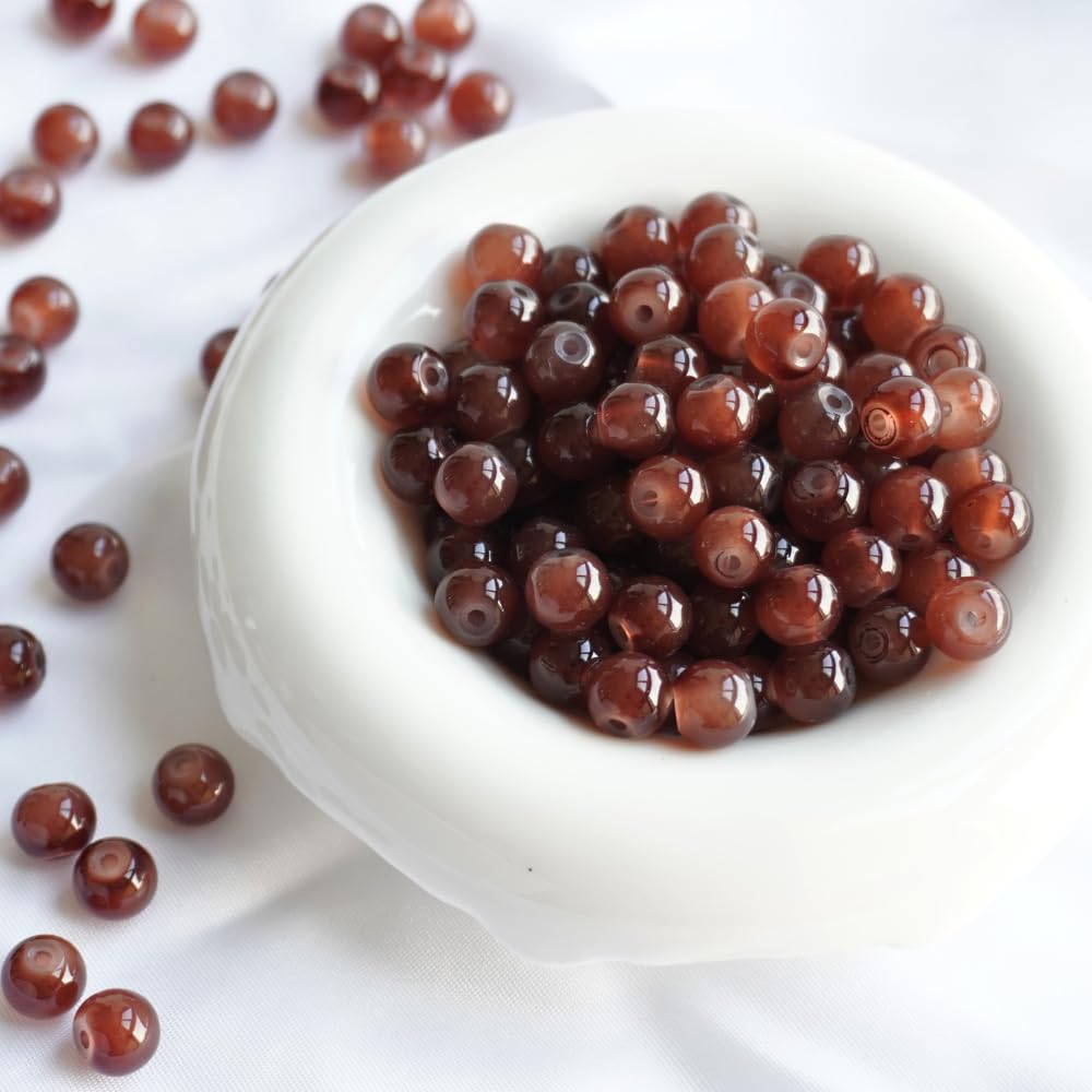 Photo 1 of Jabrand 145pcs Glass Beads, 8mm Glass Beads for Barcelet and Jewelry Making DIY Crafts (Brown)