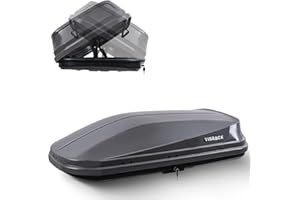 DVASOVIO Heavy-Duty Rooftop Cargo Box, Weather-Resistant Hard-Shell Roof Storage Box with Security Locks, 130 LBS Capacity, 14 Cubic Ft, 62.2" L x 31.1" W x 15" H, Grey