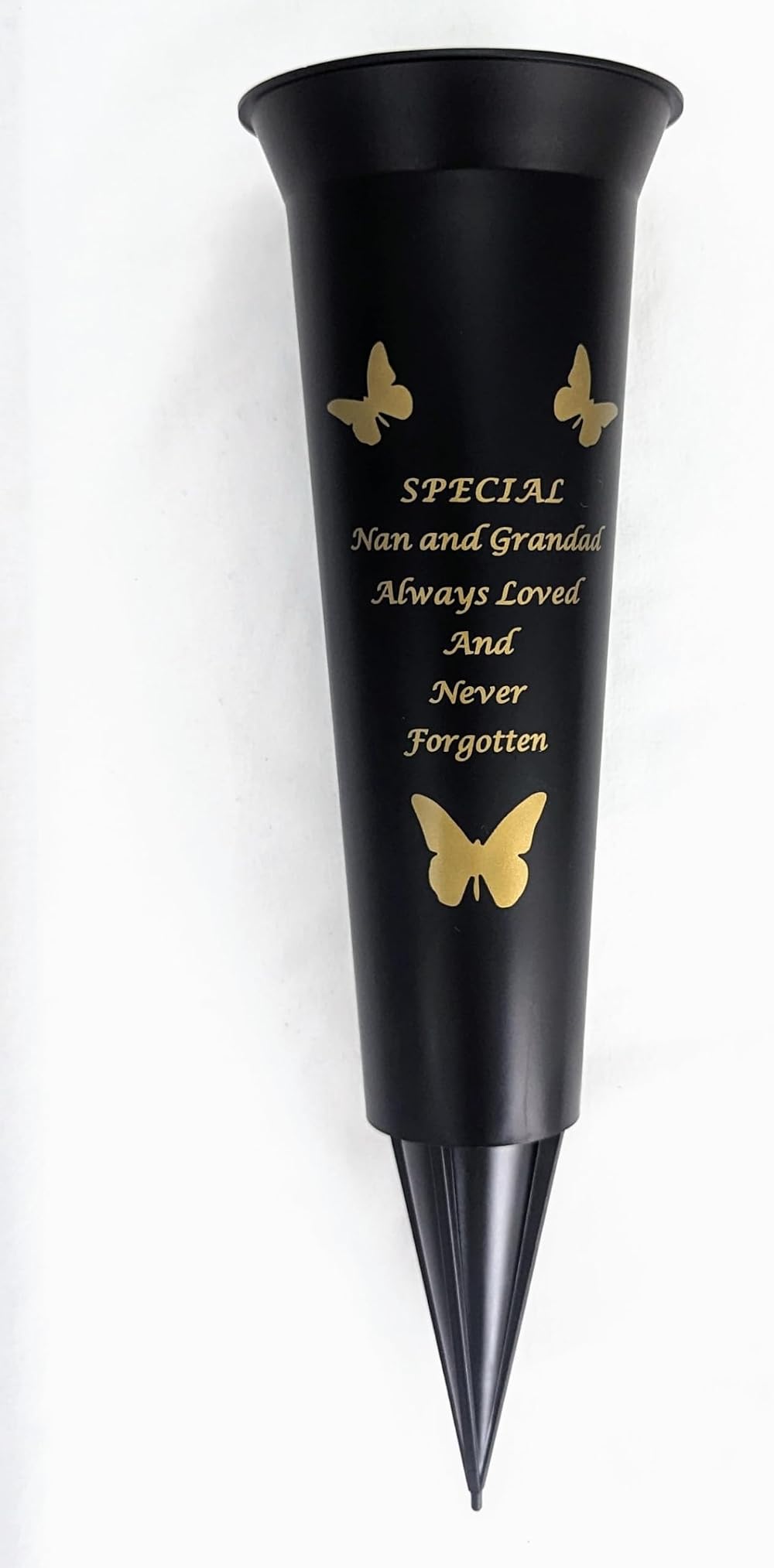 David Fischhoff In Loving Memory Graveside Spiked Flower Vase Black Gold DF13659