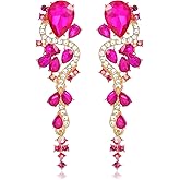 Rhinestone Statement Dangle Earrings Sparkly Crystal Bridal Wedding Earrings for Brides Bridesmaides Chandelier Teardrop Earrings for Women Prom Party