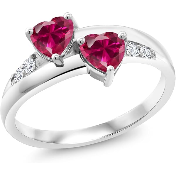 Amazon.com: Gem Stone King 1.29 Cttw Red Created Ruby Blue Created