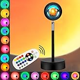 Sunset Lamp Projection, Sunset Night Light Rainbow Projector 180° 16 Color Changing 4 Modes, Vlog, Photography, Decorative, P