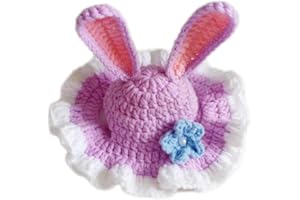 QWINEE 3D Ear Design Knit Cute Dog Hat Soft Cat Hat Rabbit Hat Halloween Christmas Party Costume Head Wear Accessories for Puppy Cat Kitten Small Dogs Small Animals Purple S