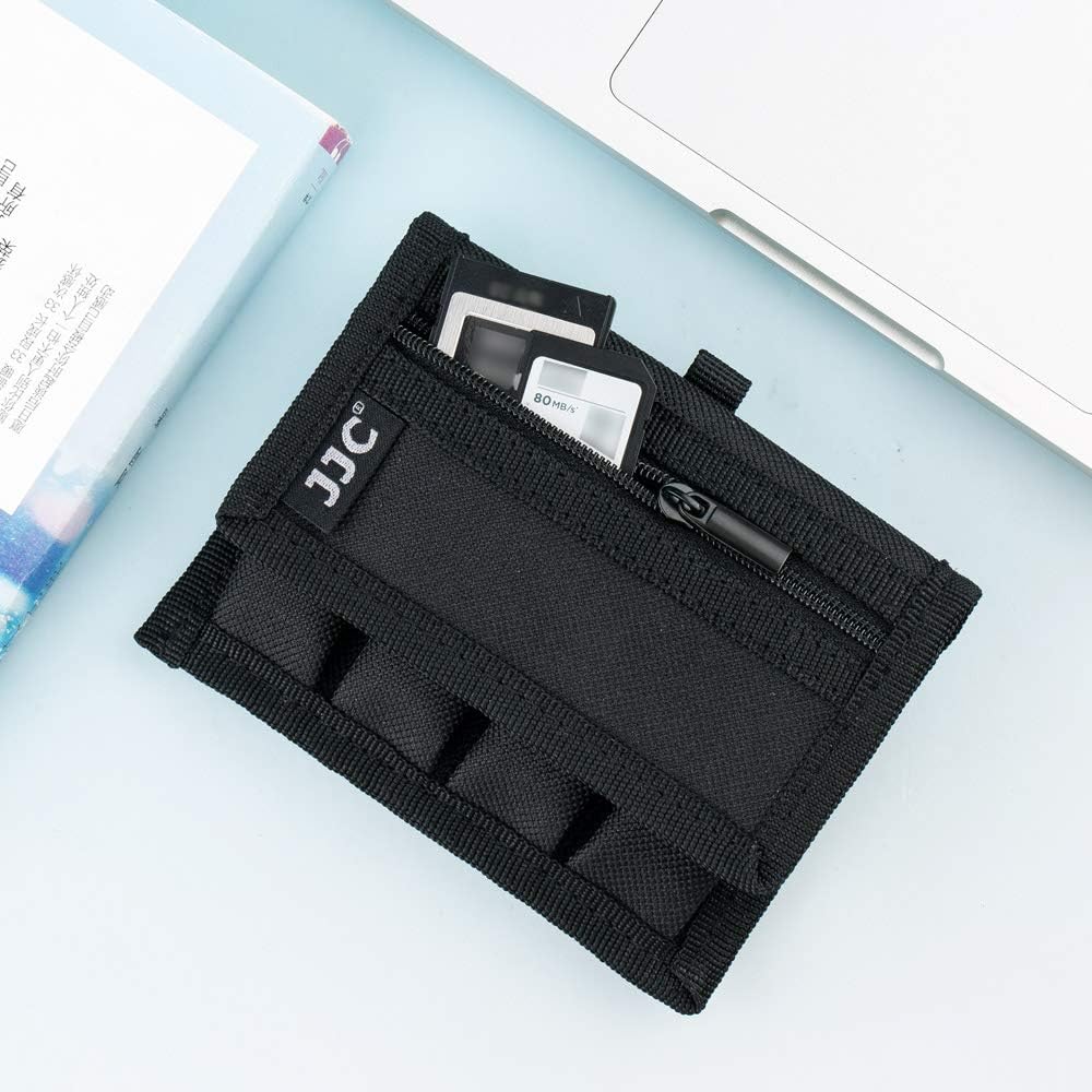 JJC Battery Pouch Holder Pockets for 4 Pcs 18650 Battery & Memory Card Holder for SD SDHC SDXC Card, Black/White - Image 5