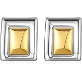 Dckazz Mixed Metal Knot Earrings Trendy Large Gold Stud Hypoallergenic Stainless Steel