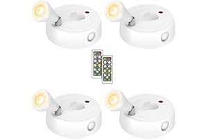 Olafus Spot Lights Indoor 4 Pack, Spotlight Battery Operated, Dimmable LED Accent Light Remote Control, 2700K Warm White Small Uplight Focus Light for Display Painting Picture Artwork Closet