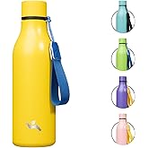 Konokyo Insulated Water Bottle with Strap,18 oz Double Wall Stainless Steel Vacuum Bottles Metal Water Flask,Yellow