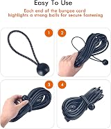 Gorffy Bungee Cord with Balls 50pcs 5.7in Tarpaulin Bungee Balls view 5