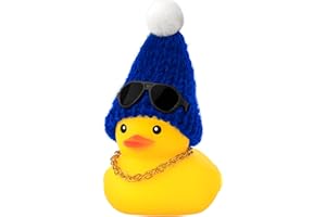 wonuu Rubber Duck Car Ornaments Duck Car Dashboard Decorations with Fashion Knit Hat Duck for Car Dashboard Decoration Accessories. Dark Blue