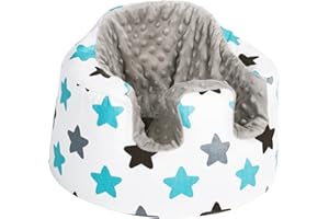 Solfres Seat Cover, Compatible with Bumbo Seat (Original), Ultra Soft and Cozy Fabric Seat Cover, Washable Bumbo Seat Protector, Blue Gray Star