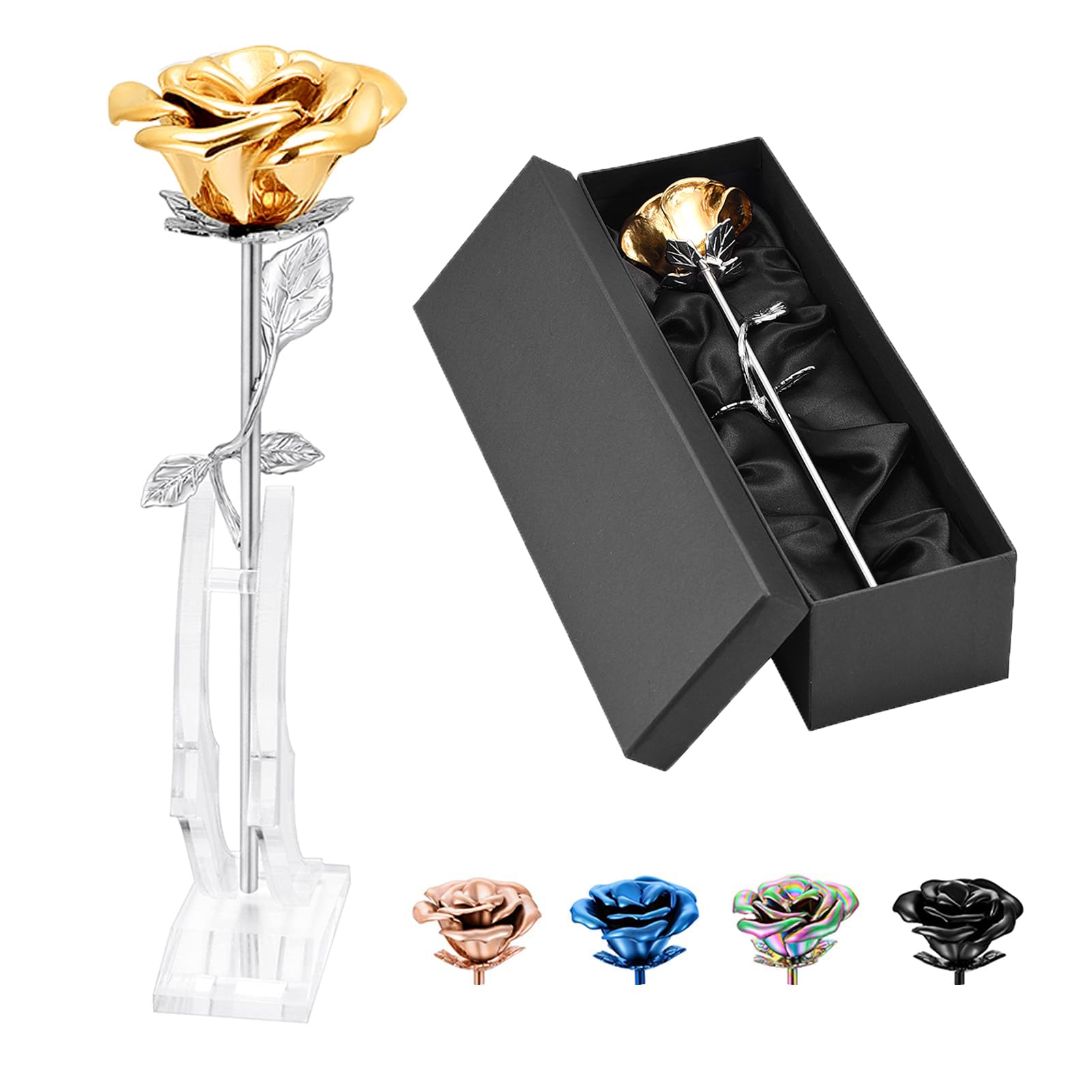 QGJNSGC Pink Flower Keepsake Urn for Human Ashes, Memorial Urn Locket with Long Stem Colourful Rose Flower