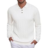 Lexiart Men's Cable Knit Sweater Long Sleeve Twist Patterned Warm Casual