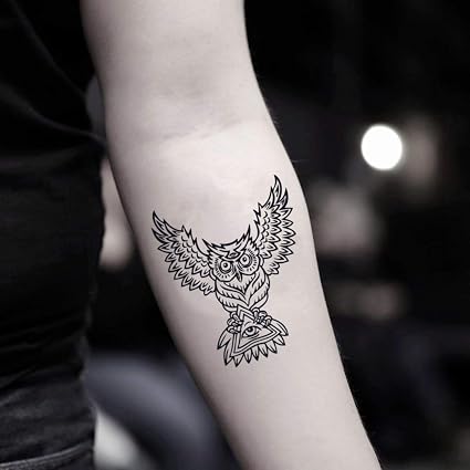 Búho Illuminati Etiqueta Engomada Falso Temporal Del Tatuaje Juego