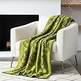 Dr. Seuss Grinch Holiday & Christmas Bedding Soft Cozy Chic Dreams Feather Knit Intarsia Throw Blanket, 50 in x 60 in, (Officially Licensed Product) by Franco Collectibles
