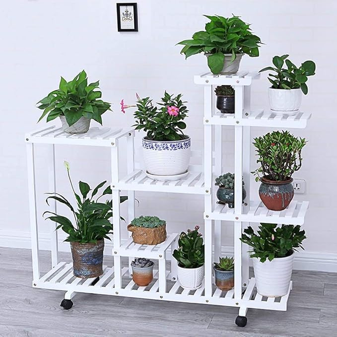 HAOSHUAI Solid Wood Flower Shelf Indoor Multilayer Pot Rack, Balcony
