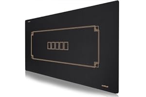 SLOWPLAY Godel Texas Hold'em Poker Mat 94x47 Inch | Poker Table Top with Hemmed Edges, Extra Water Repellent, Noise Reduction | Super Portable for Games Everywhere (Black and Champagne Gold)