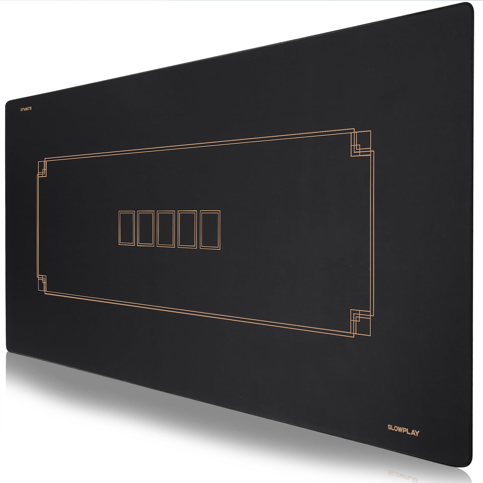 SLOWPLAY Godel Texas Hold'em Poker Mat 240x120 cm | Poker Table Top with Hemmed Edges, Extra Water Repellent, Noise Reduction | Super Portable for Games Everywhere (Black and Champagne Gold) — image 1
