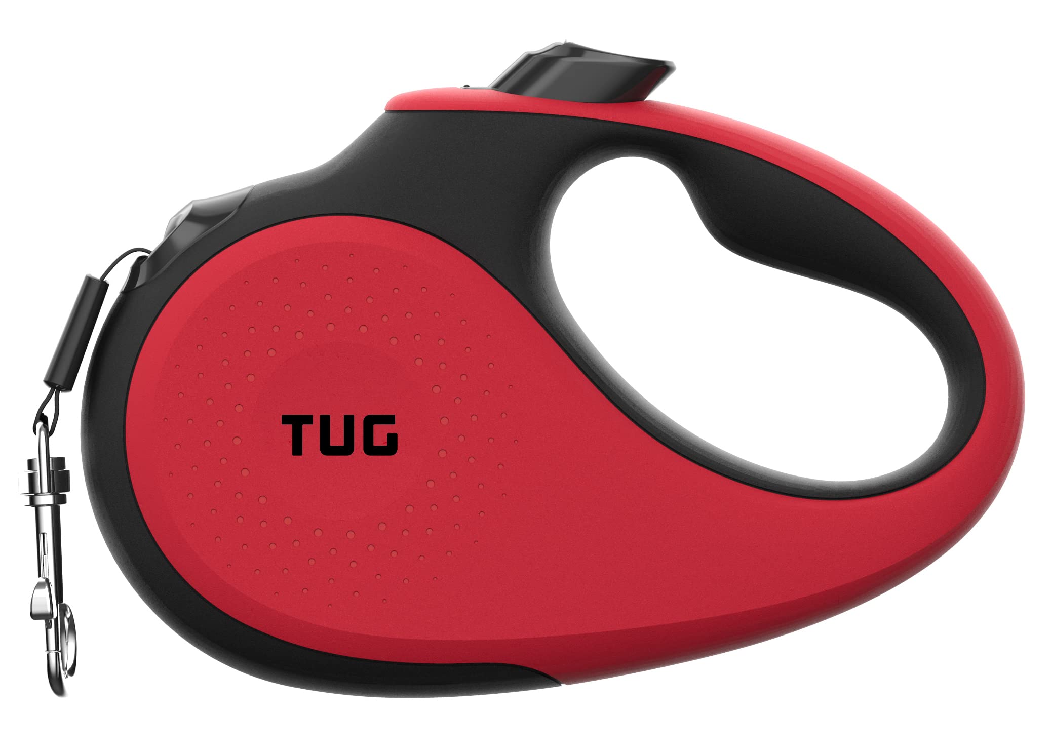 TUG 360° Tangle-Free Retractable Dog Lead for Up to 25 kg Dogs | 5 m Strong Nylon Tape | One-Handed Brake, Pause, Lock (Medium, Red)