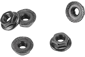 HOPESPANNER 5 Pcs M2.5 Car Flange Nuts Carbon Steel Flat Hex Lock Flange Nuts Non-Slip Lock Flange Black for Car Motorcycle