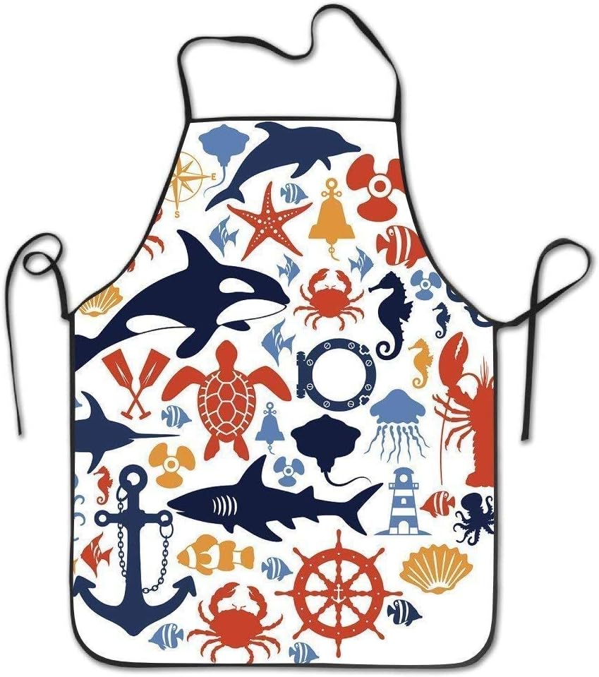 bikini bag Fashion Winfin Cute Apron Sea Life Collage Outdoor Home Apron For Men Girlfriends Gifts