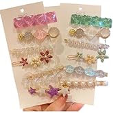 Lemeilleur 12 PCs Hair Clip Crystal Metal Duck Teeth No Slip Hair Pins Hair Barrettes for Thick Thin Hair For Kids Girls