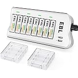 EBL 2800mAh Ni-MH AA Rechargeable Batteries (8 Pack) and 808U Rechargeable AA AAA Battery Charger with 2 USB Charging Ports