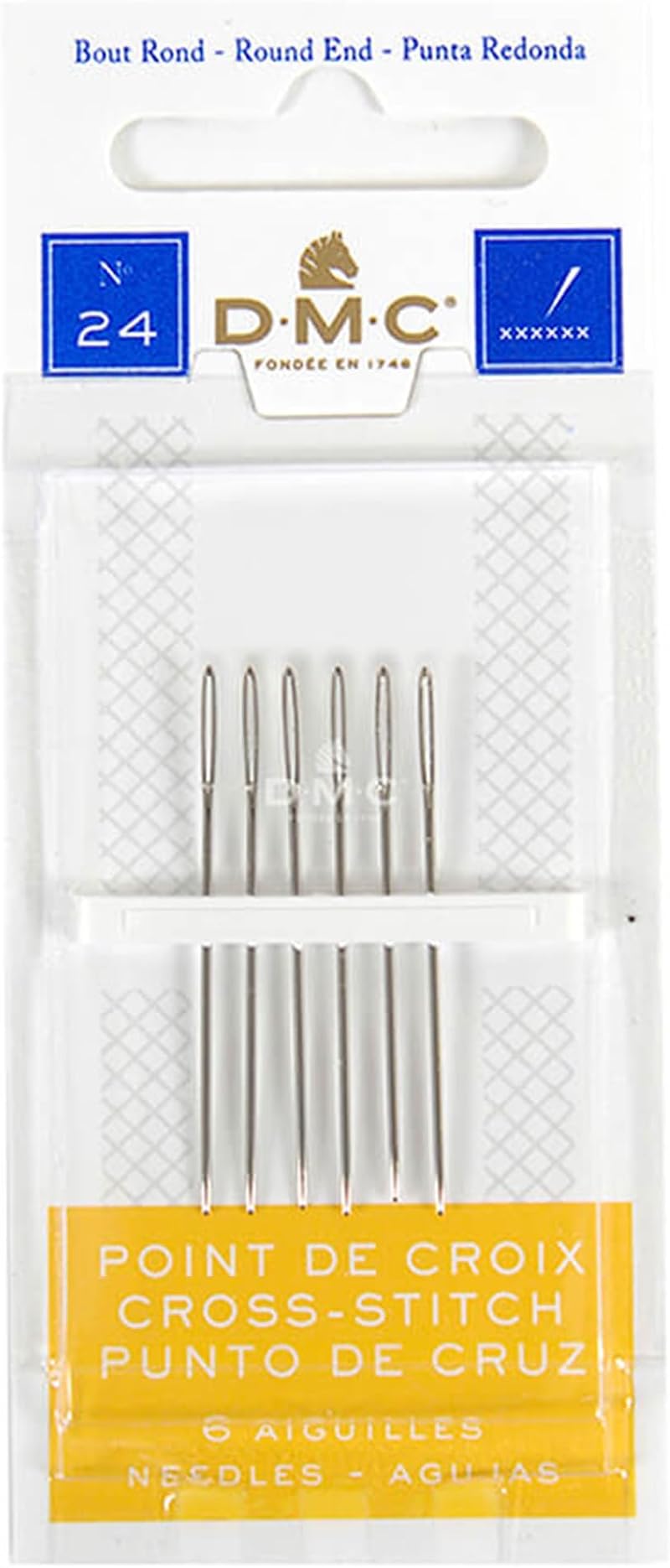 DMC Size 24 Cross Stitch Needles Round End 6 Pack