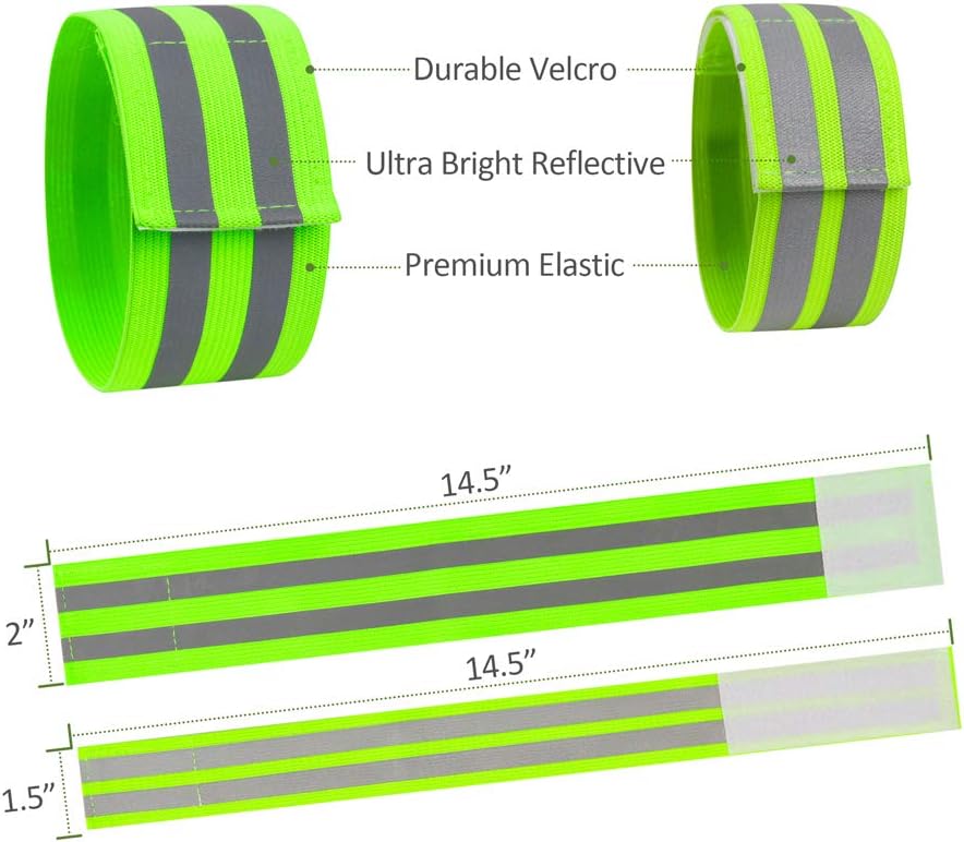 Vanmor High Visibility Reflective Bands for Wrist, Arm, Ankle, Leg. Reflective Running Gear for Men and Women, Safety Reflective Straps Bracelets for Night Running, Cycling, Walking. : Sports & Outdoors