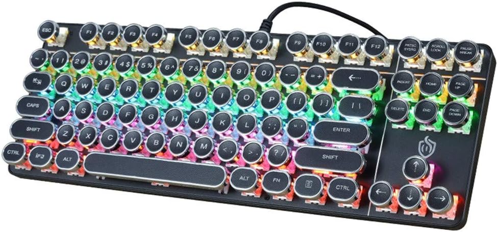 Veepola Wired 87 Keys Punk LED Backlit USB Mechanical Metal Gamer Gaming Keyboard Laptop